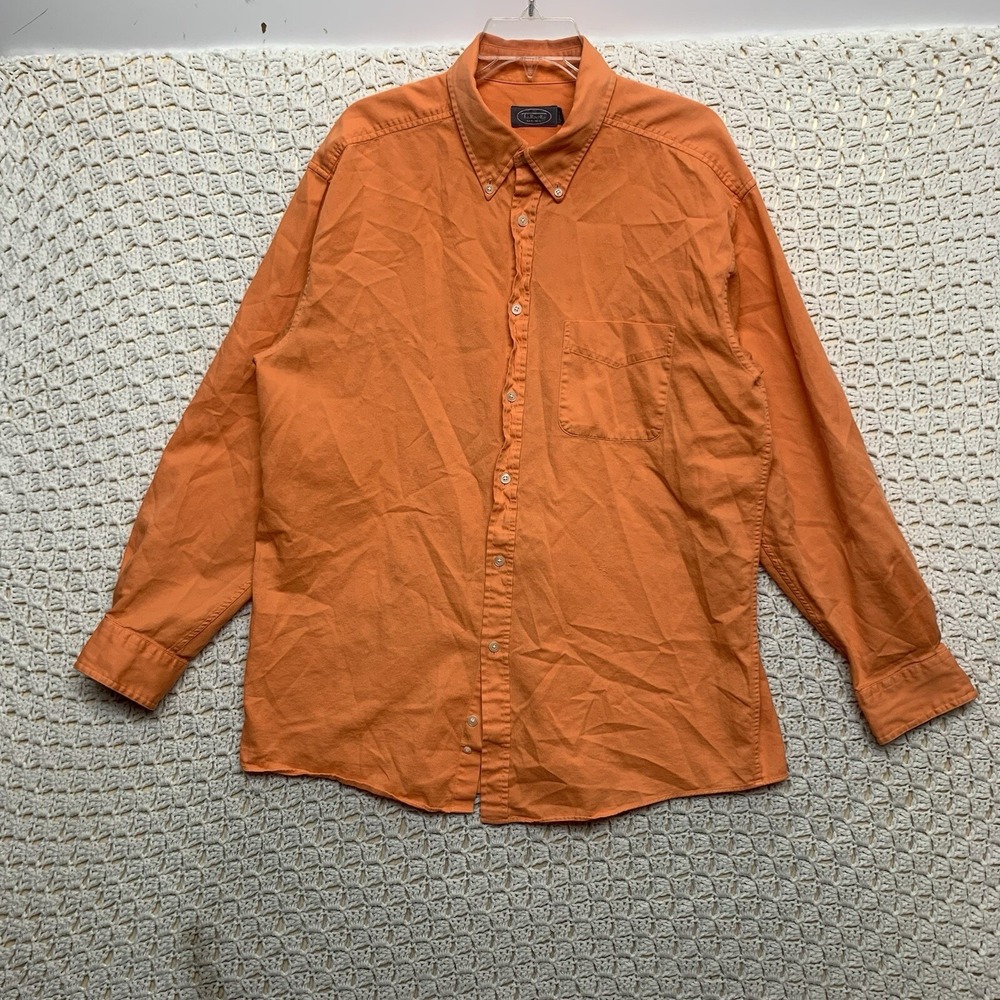 Talbots Mens Dress Shirt Size Large Orange Long Sleeve Button‎ Down Solid